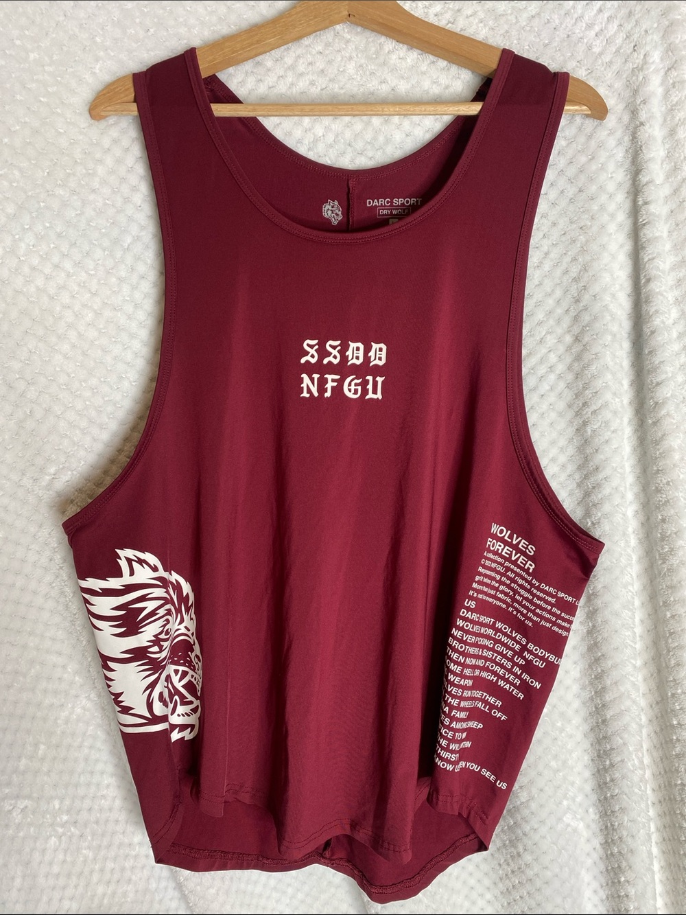 Darc Sport Mens Burgundy Graphic Tank Top - Wolves Forever